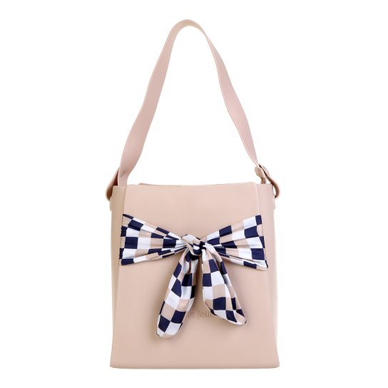 Bolsa Petite Jolie Shopper Fosca Detalhe Lenço Feminina - Bege Claro