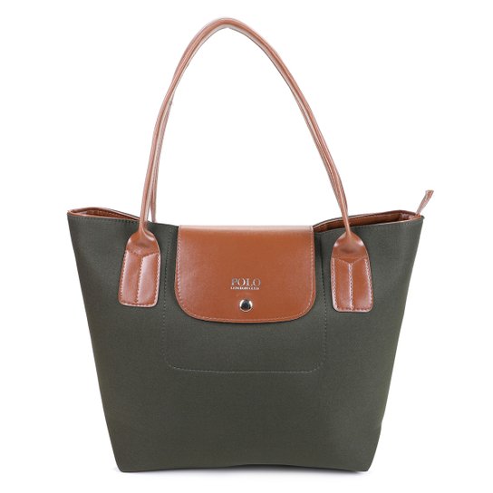 Bolsa Polo London Club Tote Shopper Básica Feminina - Verde Militar