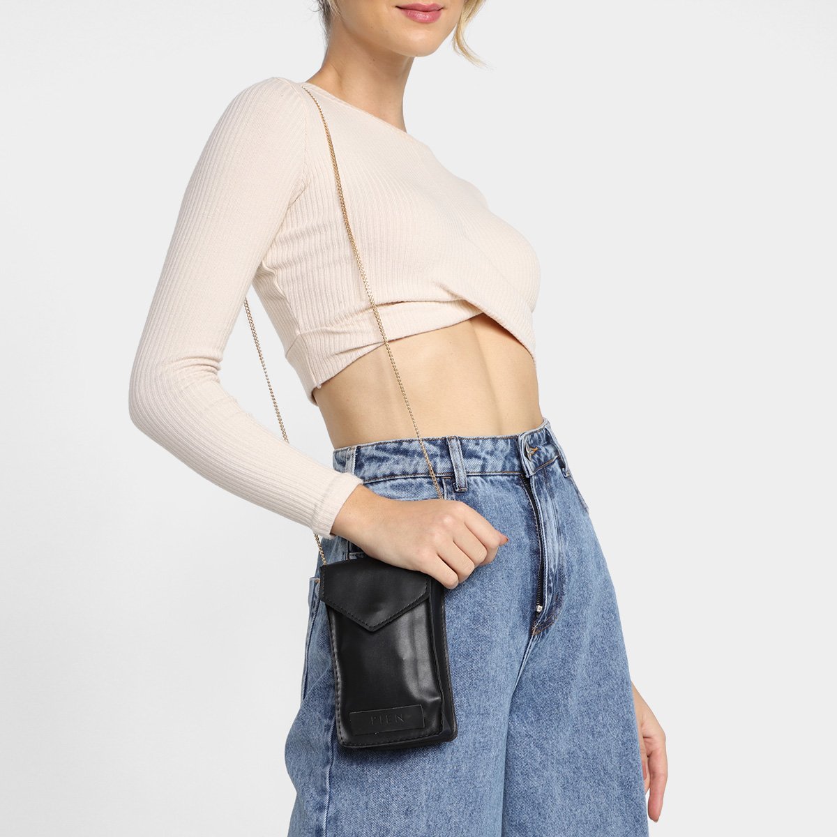 Bolsa Porta Celular Pien Feminina - Preto Menor preço em Bolsa Porta Celular Pien Feminina - Preto