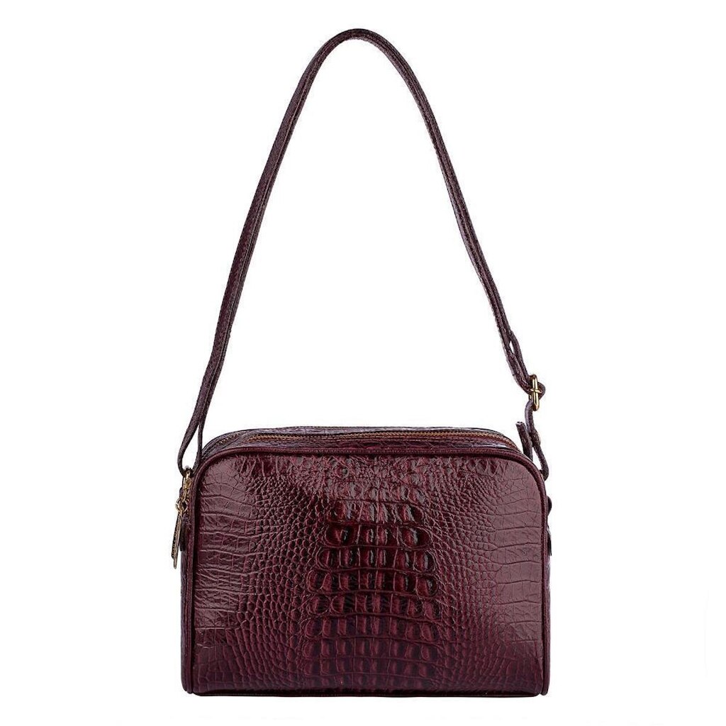 Bolsa quadrada de couro croco Daiana