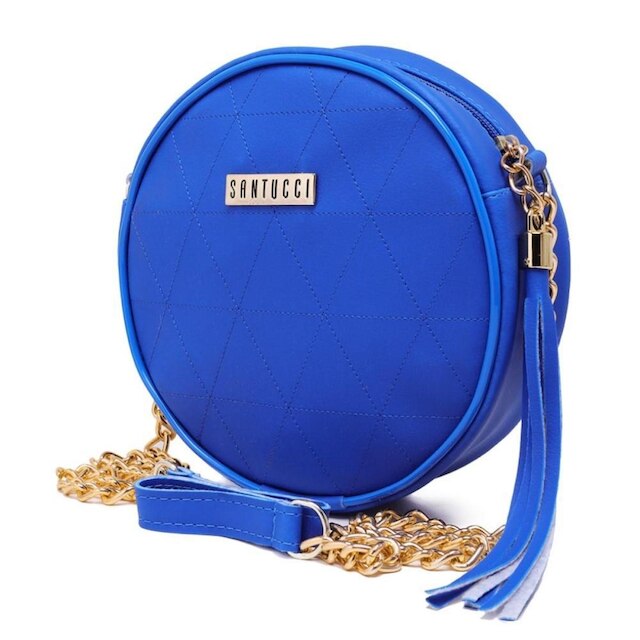 Bolsa Redonda Transversal Casual Feminino Zíper Estilo Alça Corrente Dia a Dia