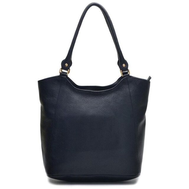 Bolsa Saco Feminina Couro Zíper Alça Fixa Casual Clássica