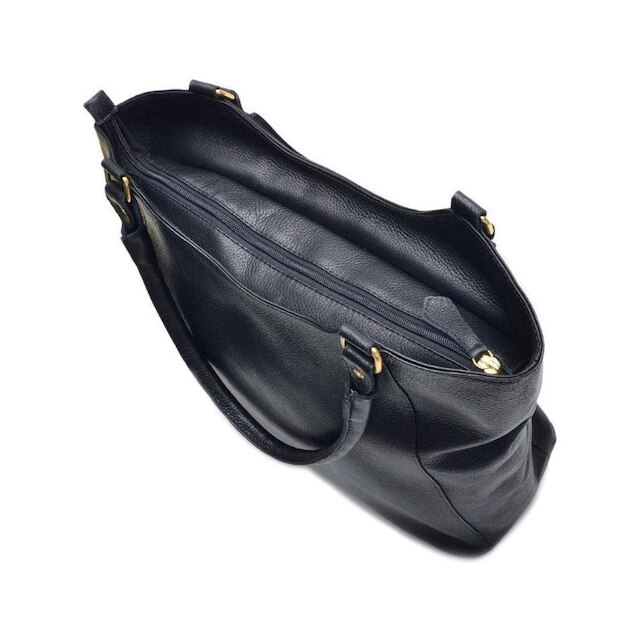 Bolsa Saco Feminina Couro Zíper Alça Fixa Casual Clássica