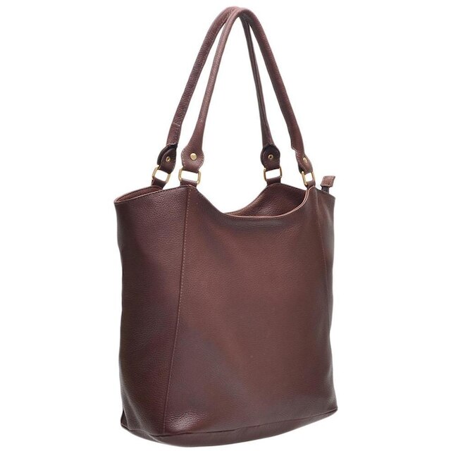 Bolsa Saco Feminina Couro Zíper Alça Fixa Casual Clássica
