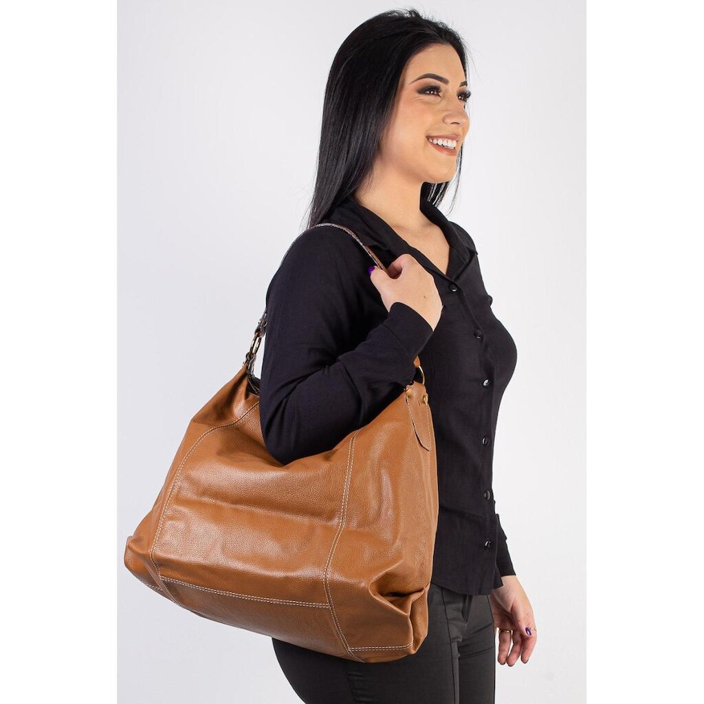 Bolsa saco grande de couro liso Cris