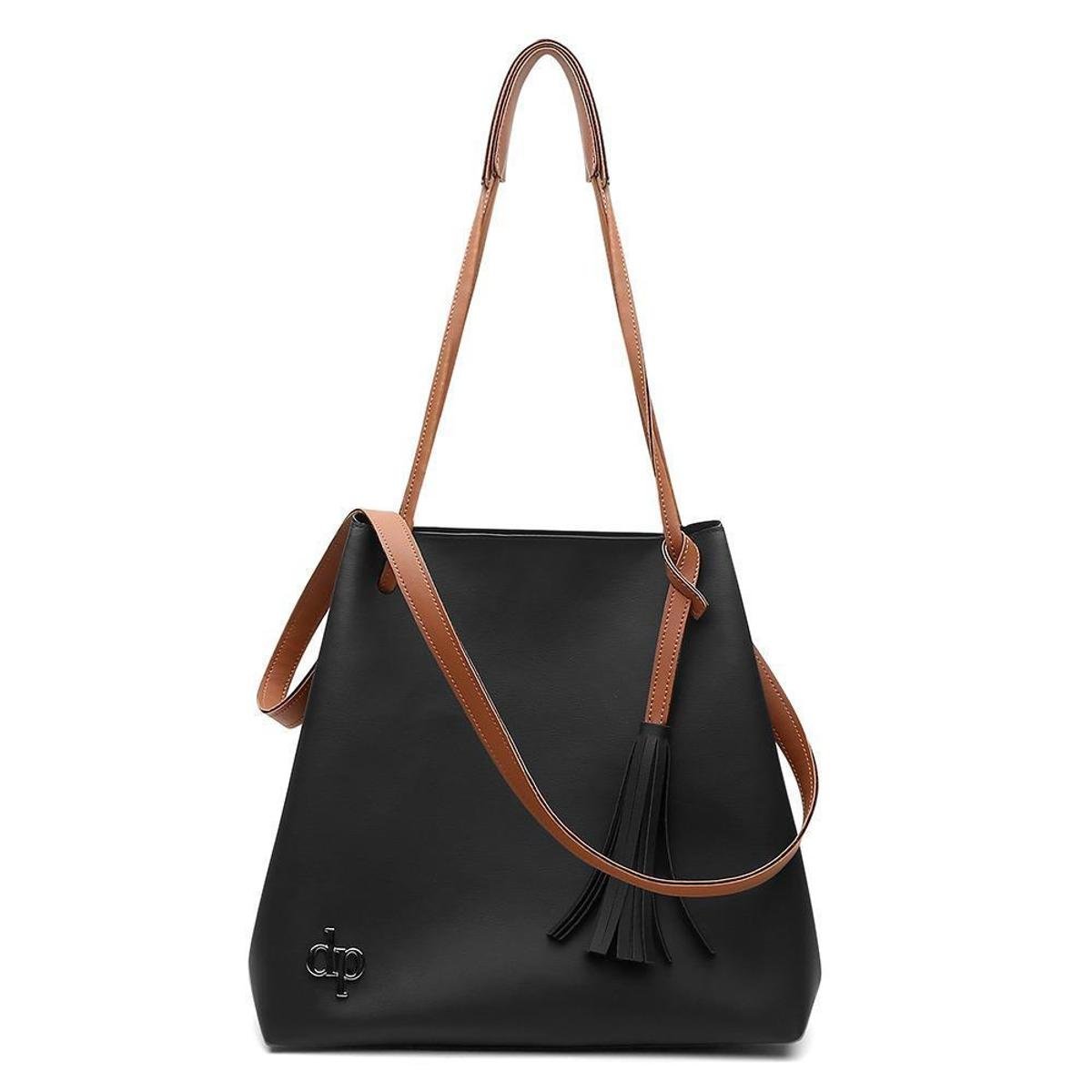Bolsa Sacola Feminina Preta Grande De Ombro Alça Transversal Moda Reforçada Em Couro - Preto Menor preço em Bolsa Sacola Feminina Preta Grande De Ombro Alça Transversal Moda Reforçada Em Couro - Preto
