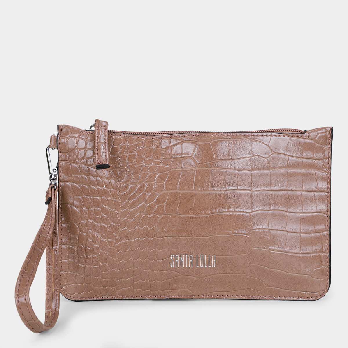 Bolsa Santa Lolla Clutch Croco Feminina - Marrom Menor preço em Bolsa Santa Lolla Clutch Croco Feminina - Marrom