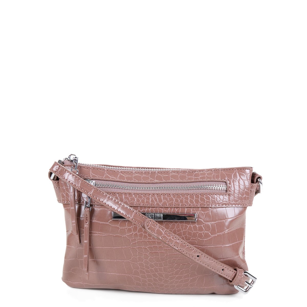 Bolsa Santa Lolla Flap Croco Alto Brilho Feminina - Nude Menor preço em Bolsa Santa Lolla Flap Croco Alto Brilho Feminina - Nude