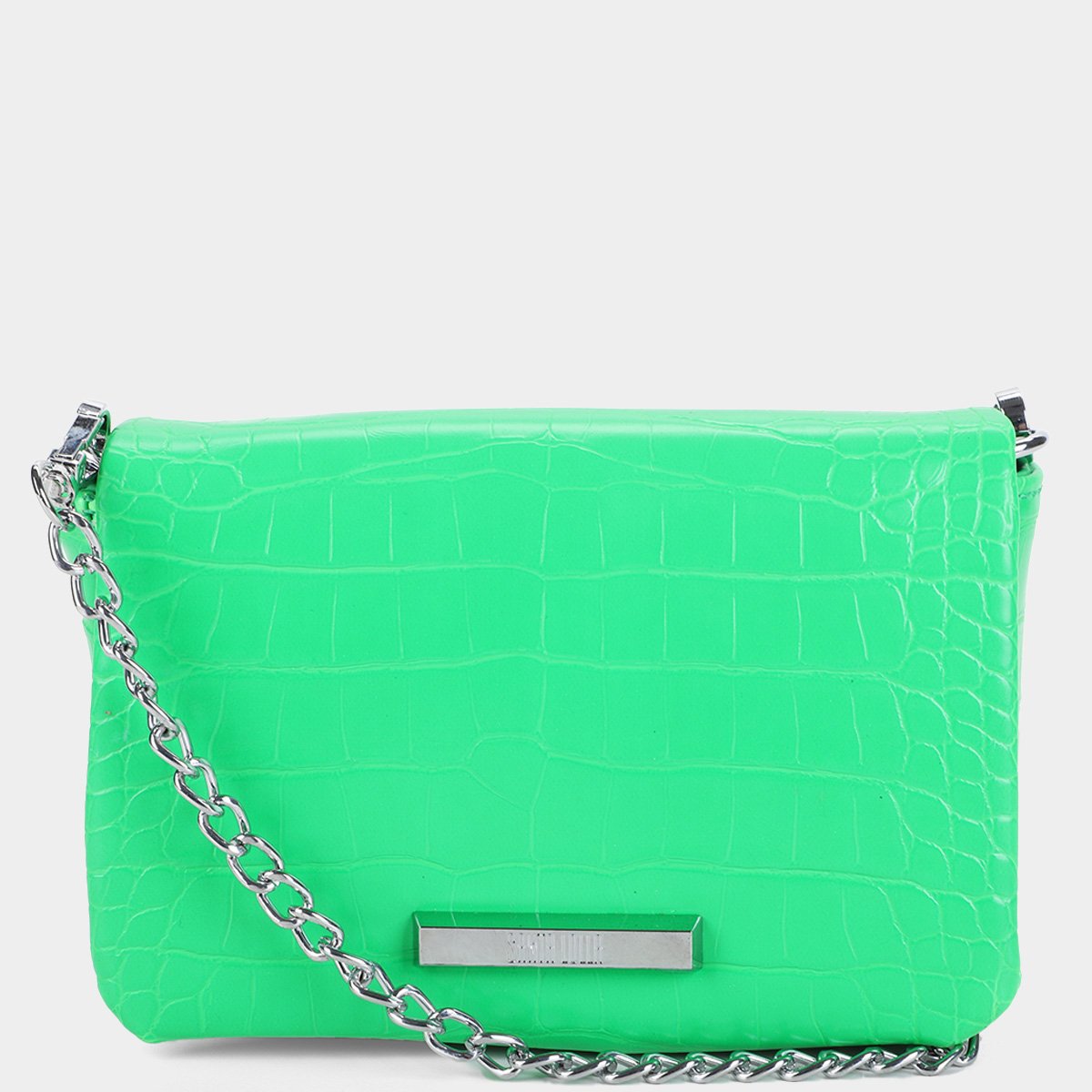 Bolsa Santa Lolla Mini Bag Croco Alça Corrente Feminina - Verde claro Menor preço em Bolsa Santa Lolla Mini Bag Croco Alça Corrente Feminina - Verde claro