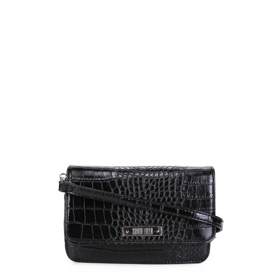 Bolsa Santa Lolla Mini Bag Croco Feminina - Preto