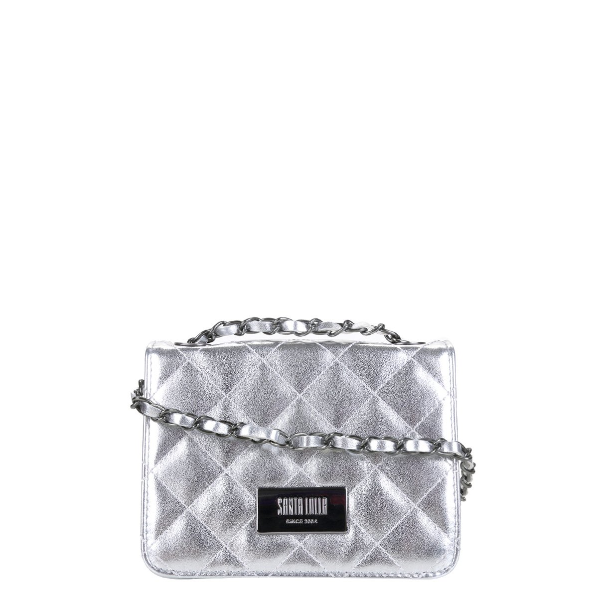 Bolsa Santa Lolla Mini Bag Metálica Feminina - Prata Menor preço em Bolsa Santa Lolla Mini Bag Metálica Feminina - Prata