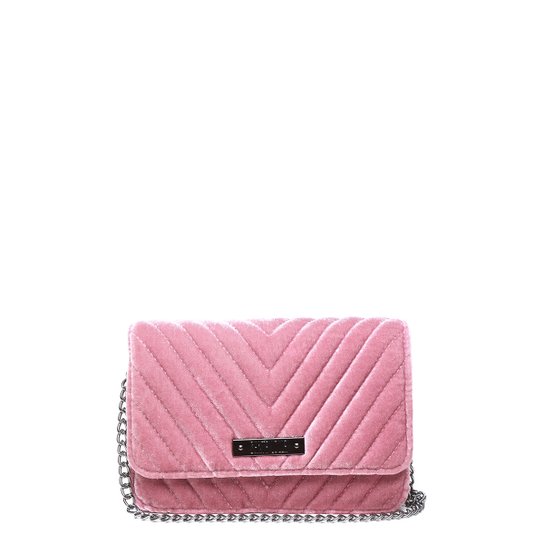 Bolsa Santa Lolla Mini Bag Veludo Transversal Feminina - Rosa
