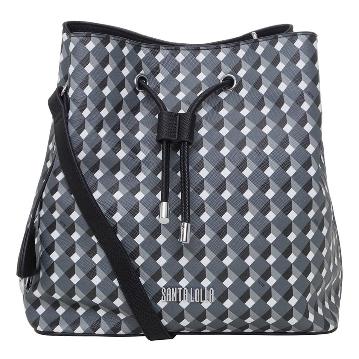 Bolsa Santa Lolla Saco Risco Cubos Média - Preto Menor preço em Bolsa Santa Lolla Saco Risco Cubos Média - Preto