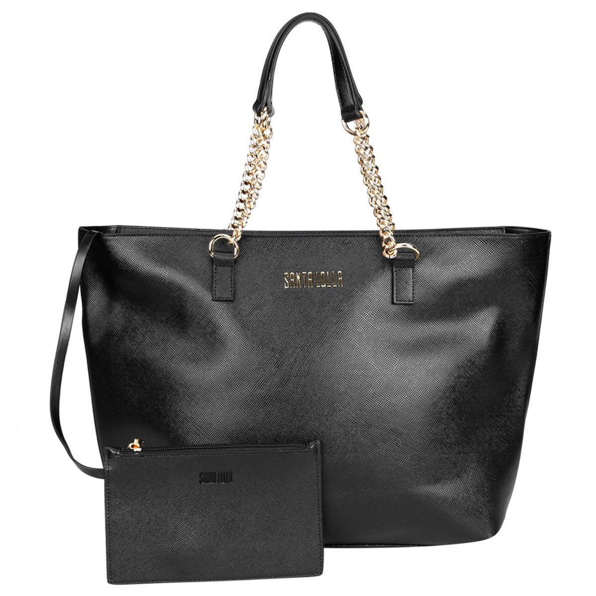 Bolsa Santa Lolla Shopper Preta Bolsa Santa Lolla Shopper Alça Corrente - Preto | Zattini