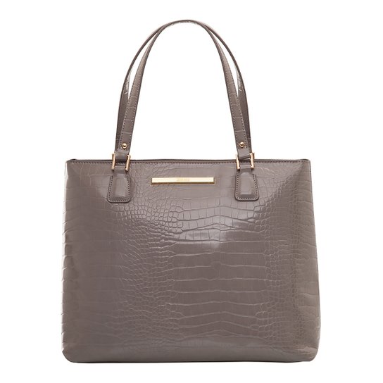 Bolsa Santa Lolla Shopper Croco Feminina - Cinza