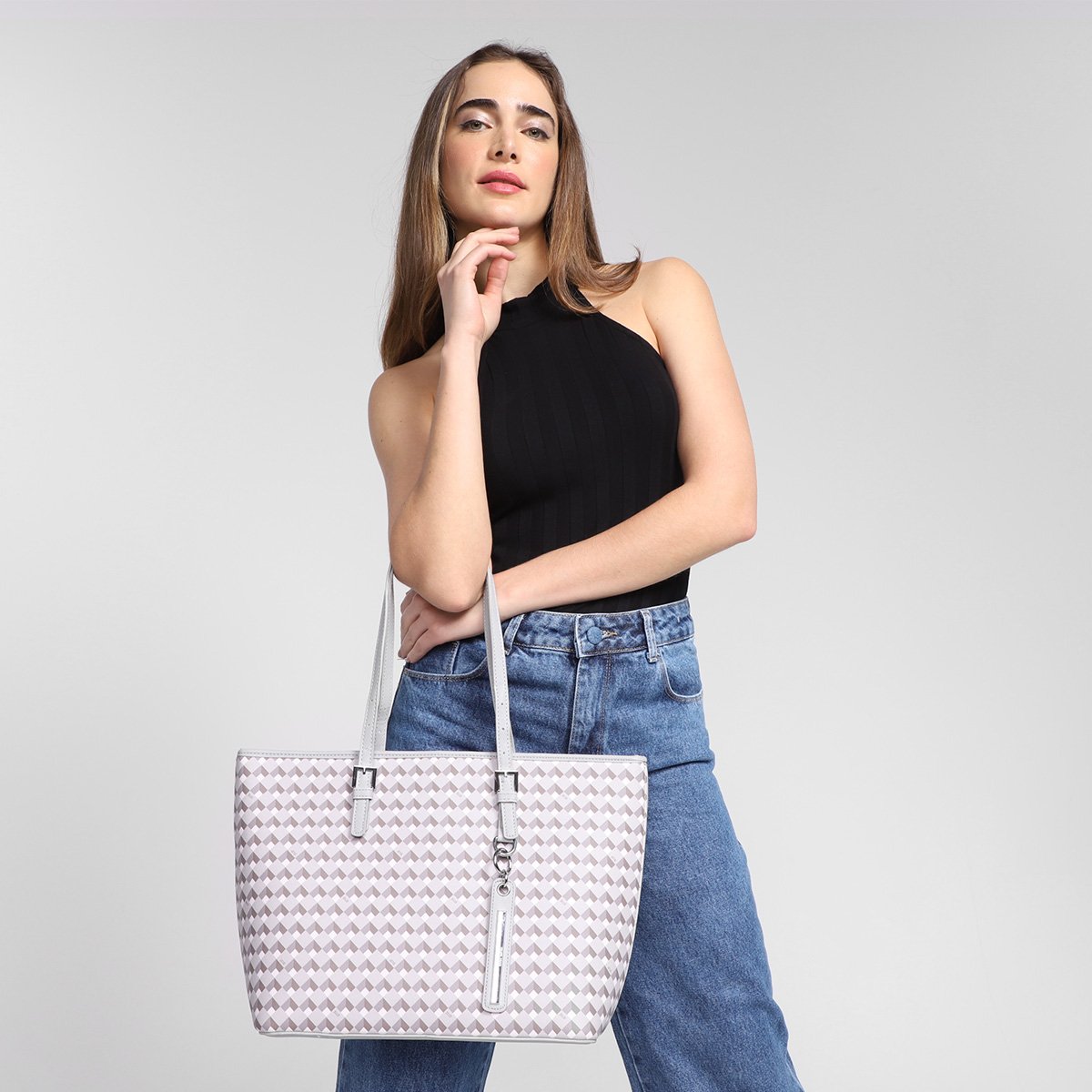 grey ri monogram tote bolsa