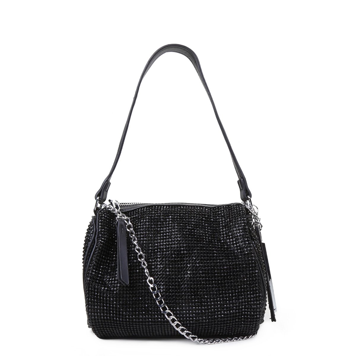 Bolsa Santa Lolla Shopper Mestiço Com Strass Alça Corrente Feminina - Preto  | Zattini