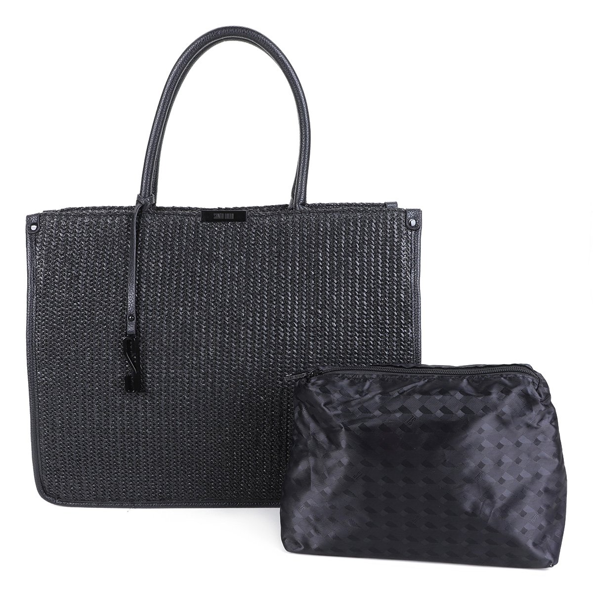 Bolsa Santa Lolla Shopper Palha Feminina - Preto Menor preço em Bolsa Santa Lolla Shopper Palha Feminina - Preto