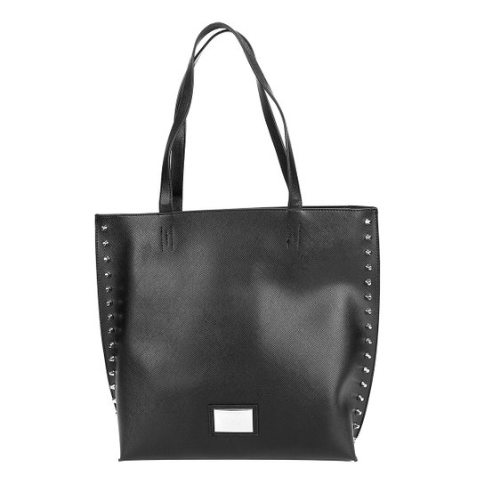 Bolsa Santa Lolla Shopper Tachas Feminina - Preto+Cinza