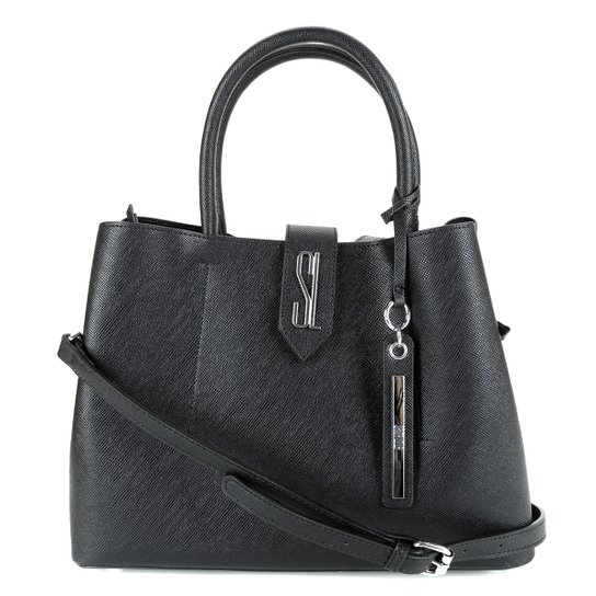 Bolsa Santa Lolla Tote Shopper Taupe Risco Feminina - Preto