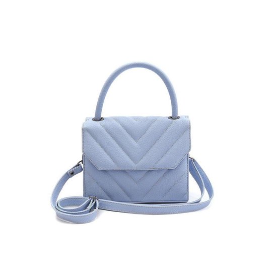 Bolsa Satchel Maria Milão Matelassê Transversal Pequena - Azul Claro