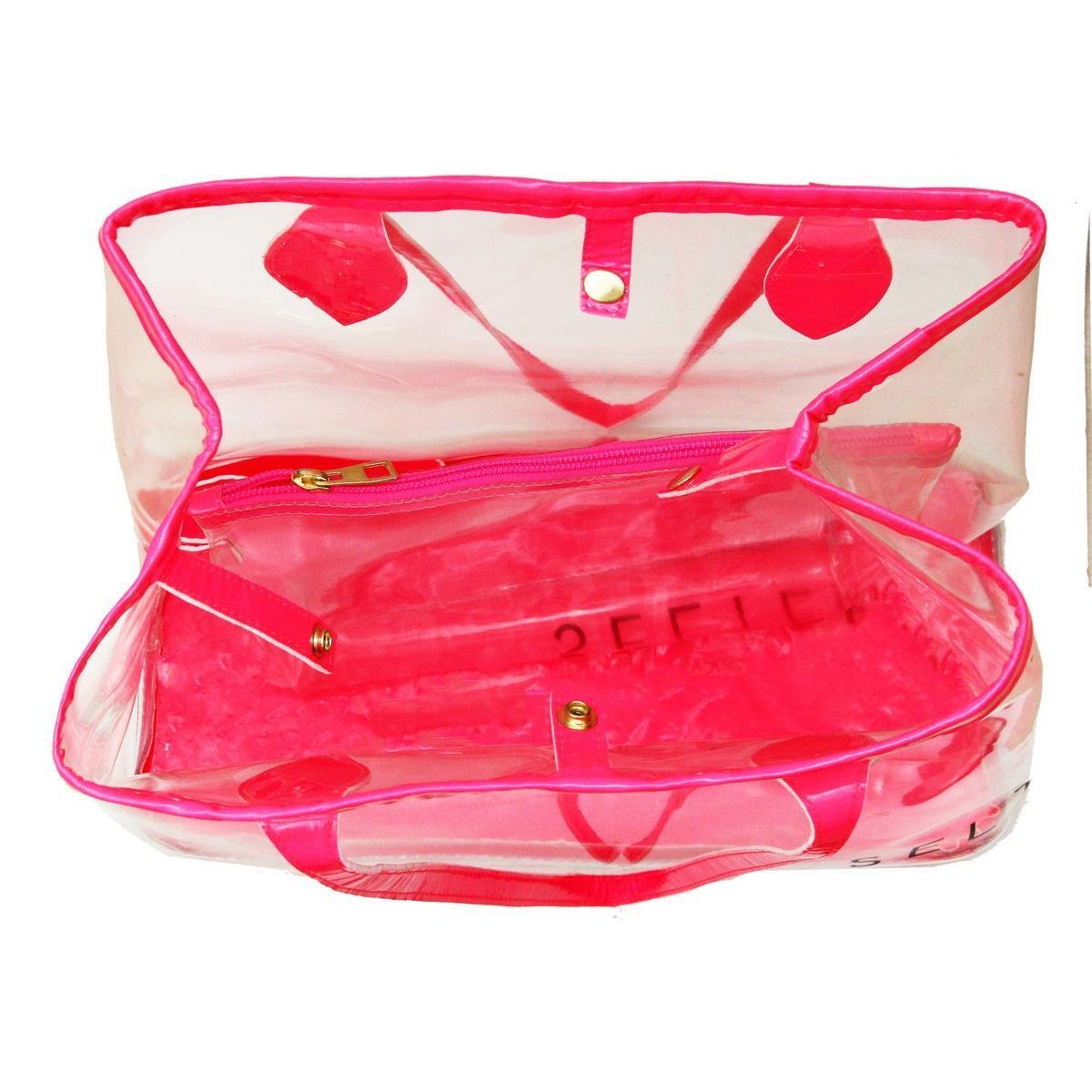 pink transparent bolsa