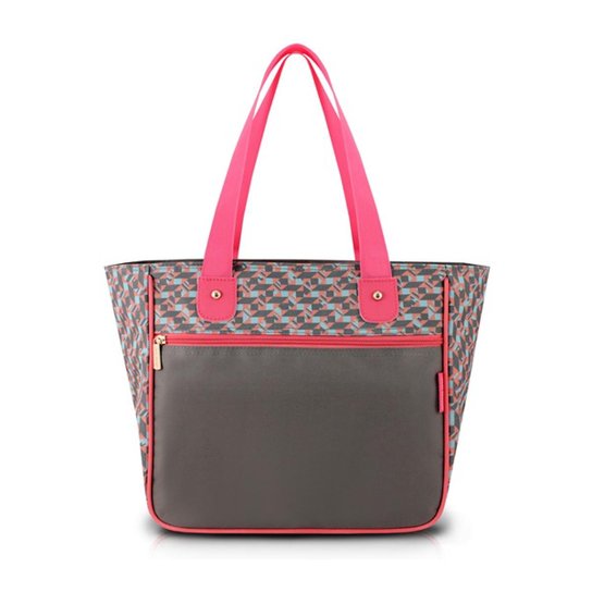 Bolsa Shopper Jacki Design Nylon - Cinza+Rosa