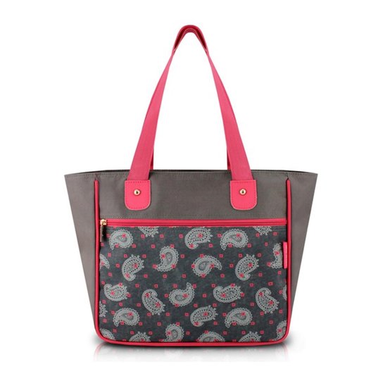 Bolsa Shopper Jacki Design Nylon - Cinza+Rosa