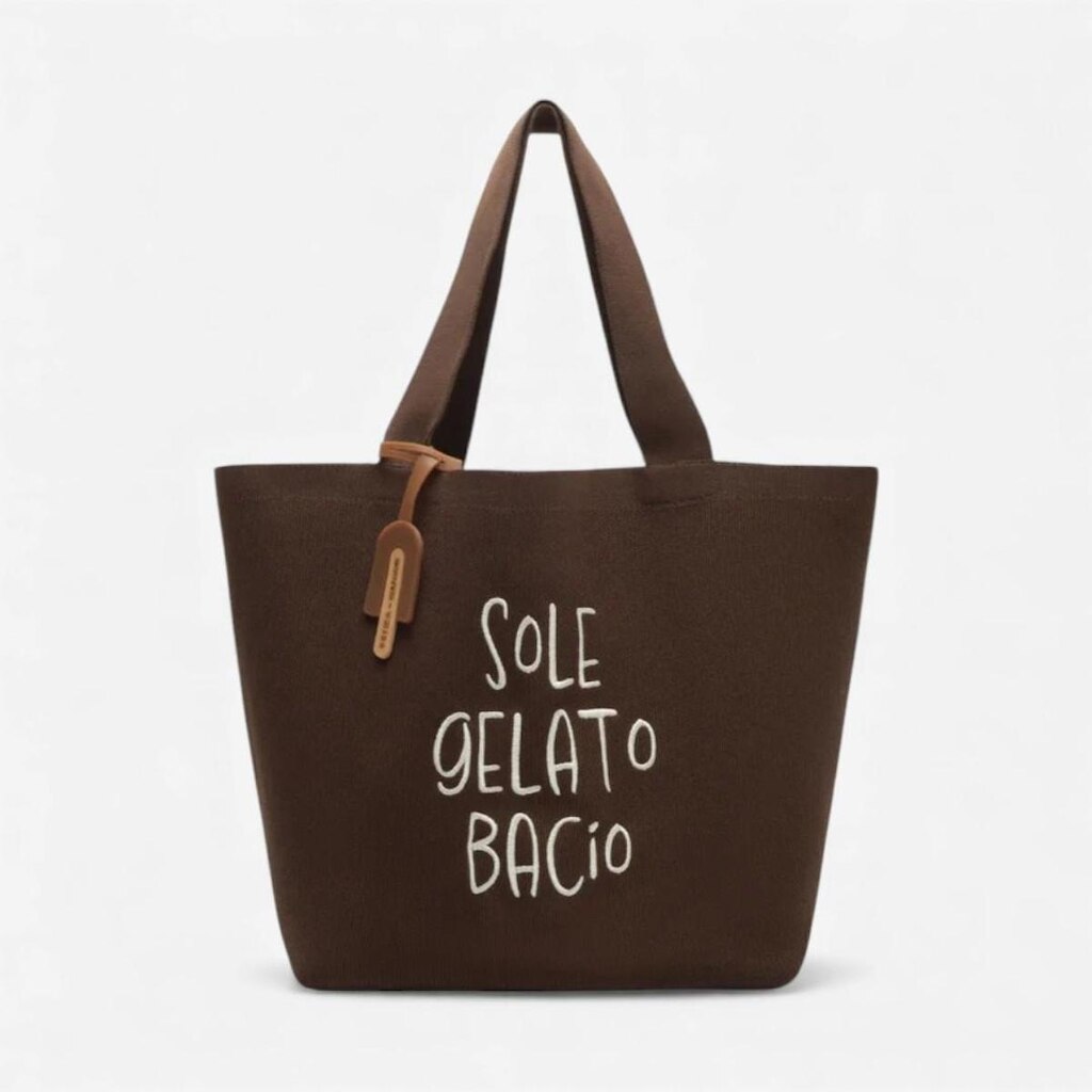Bolsa Shopping Crochê Grande Brizza Bacio Di Latte Marrom