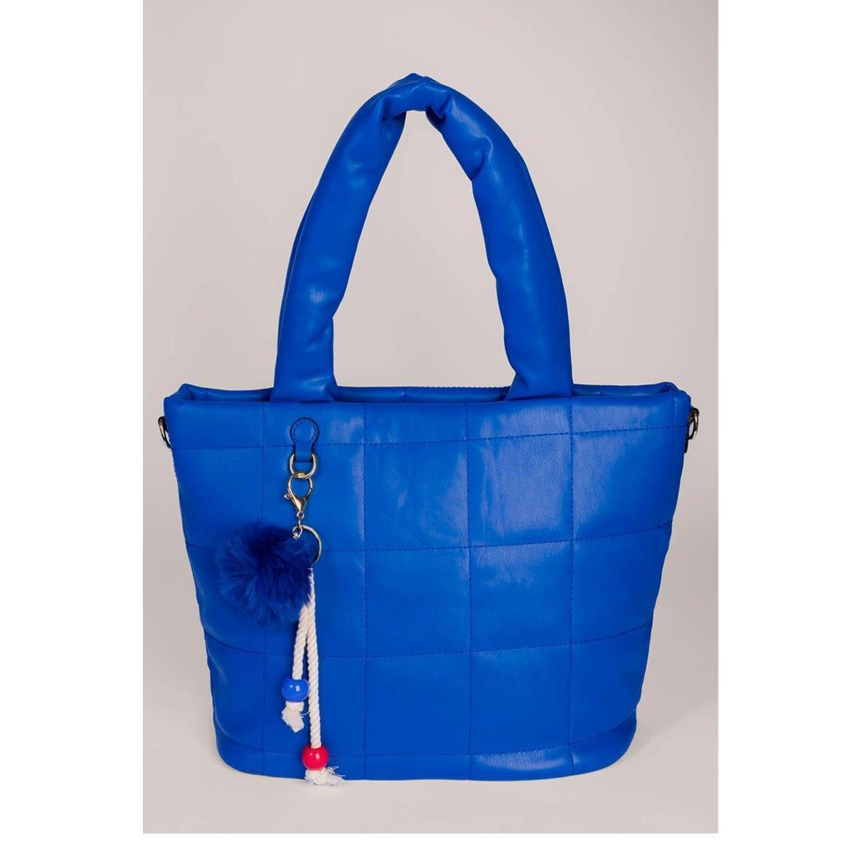 Bolsa Sundar Azul Rey Bolsa Sob Puffer Média Em Matelassê Alça