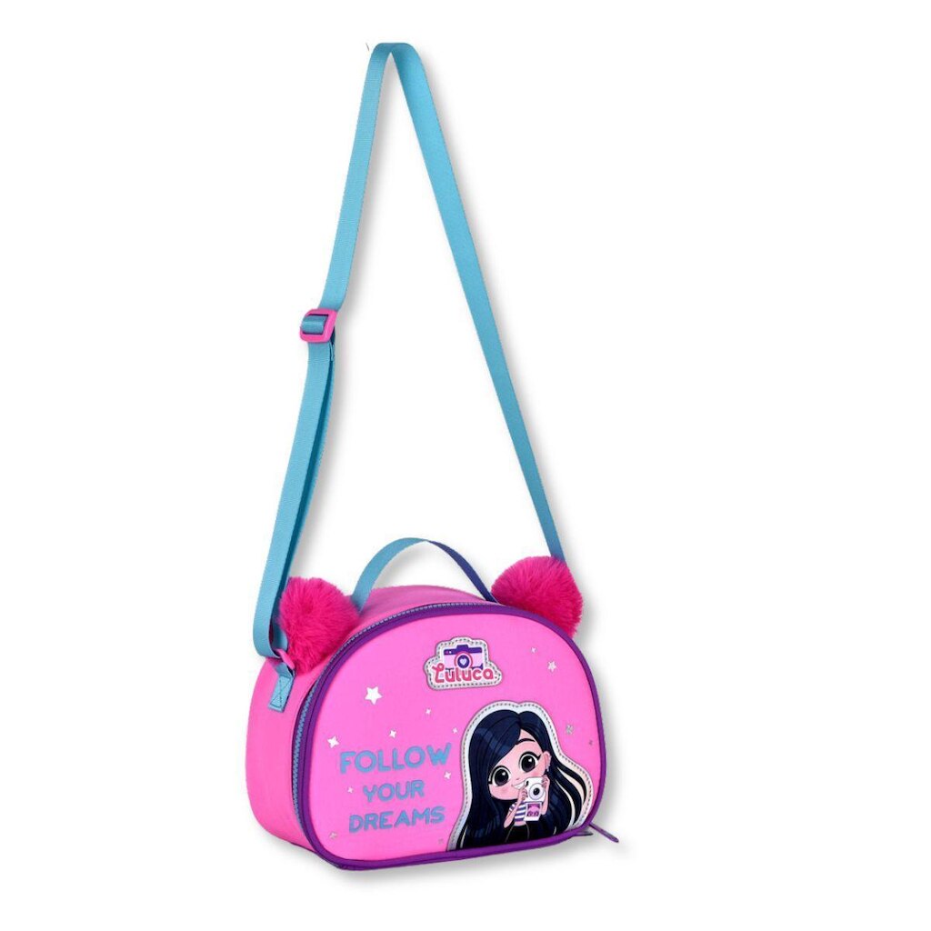Bolsa Térmica Luluca Lancheira Escolar Feminina com pompom