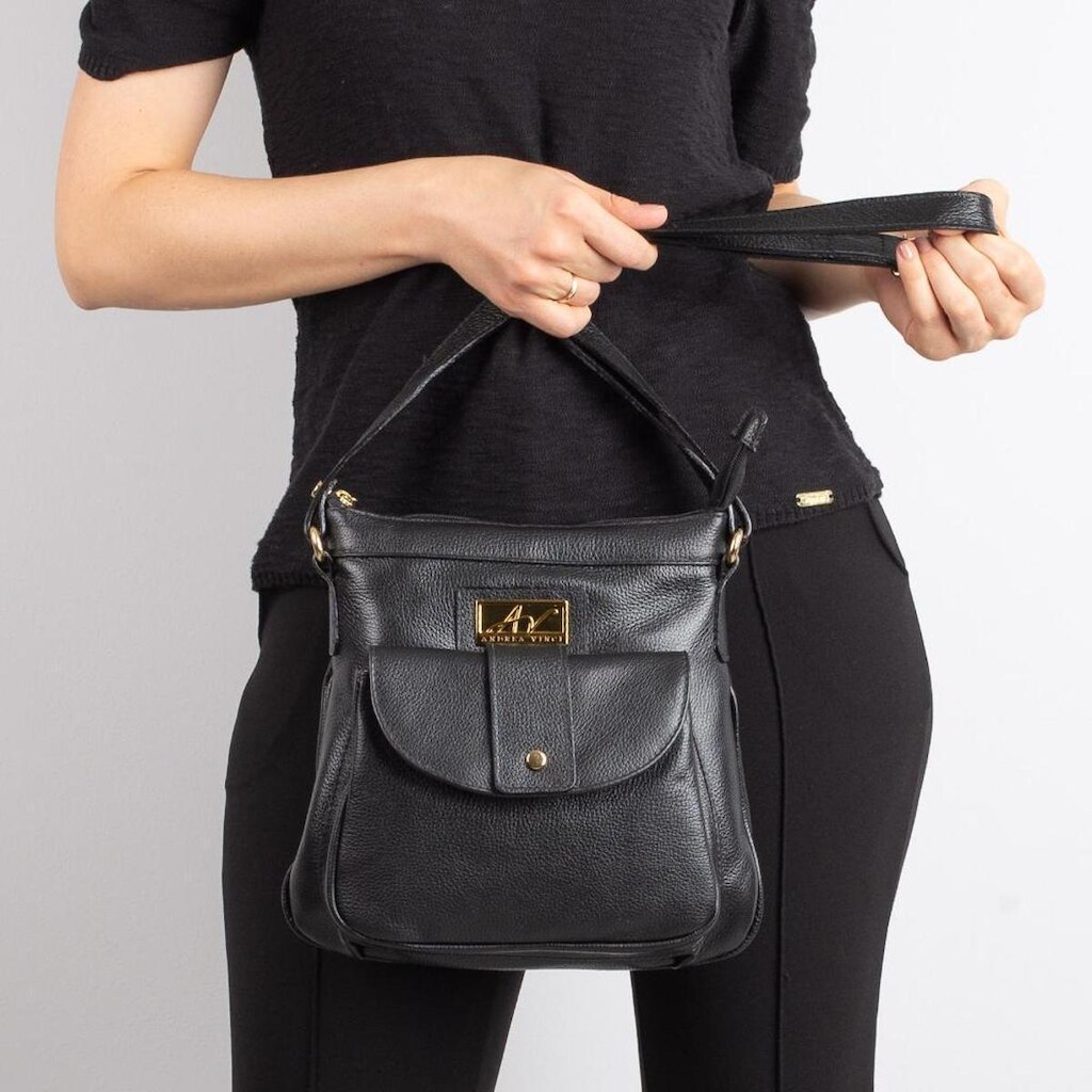 Bolsa tiracolo de couro liso Elis