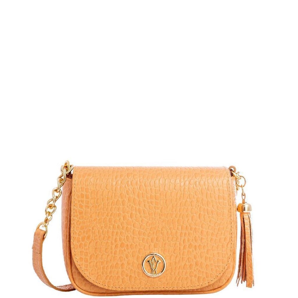 Bolsa Tiracolo Leopoldine em Couro Legítimo Laranja