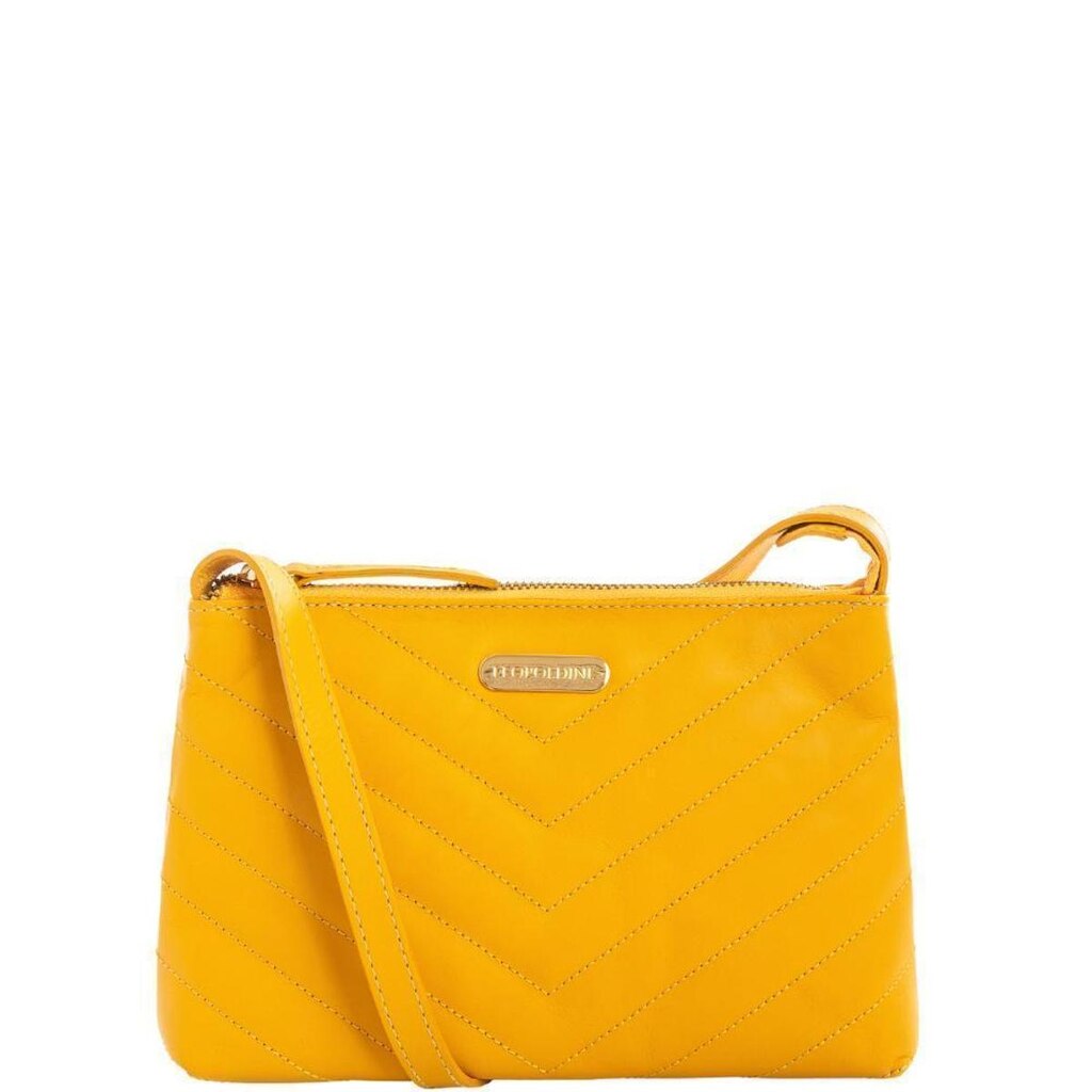 Bolsa Tiracolo Leopoldine Mostarda em Couro Legítimo com Textura Matelassê