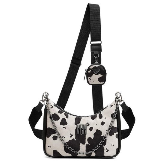 Bolsa Tiracolo Side Vicerinne Feminina Animal Print Casual - Preto
