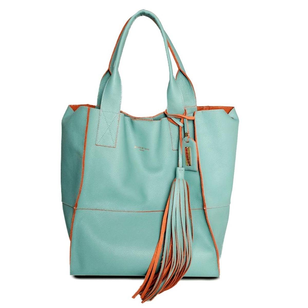 Bolsa Tote Couro House of Caju Alça Ombro Feminina - Azul Claro Menor preço em Bolsa Tote Couro House of Caju Alça Ombro Feminina - Azul Claro