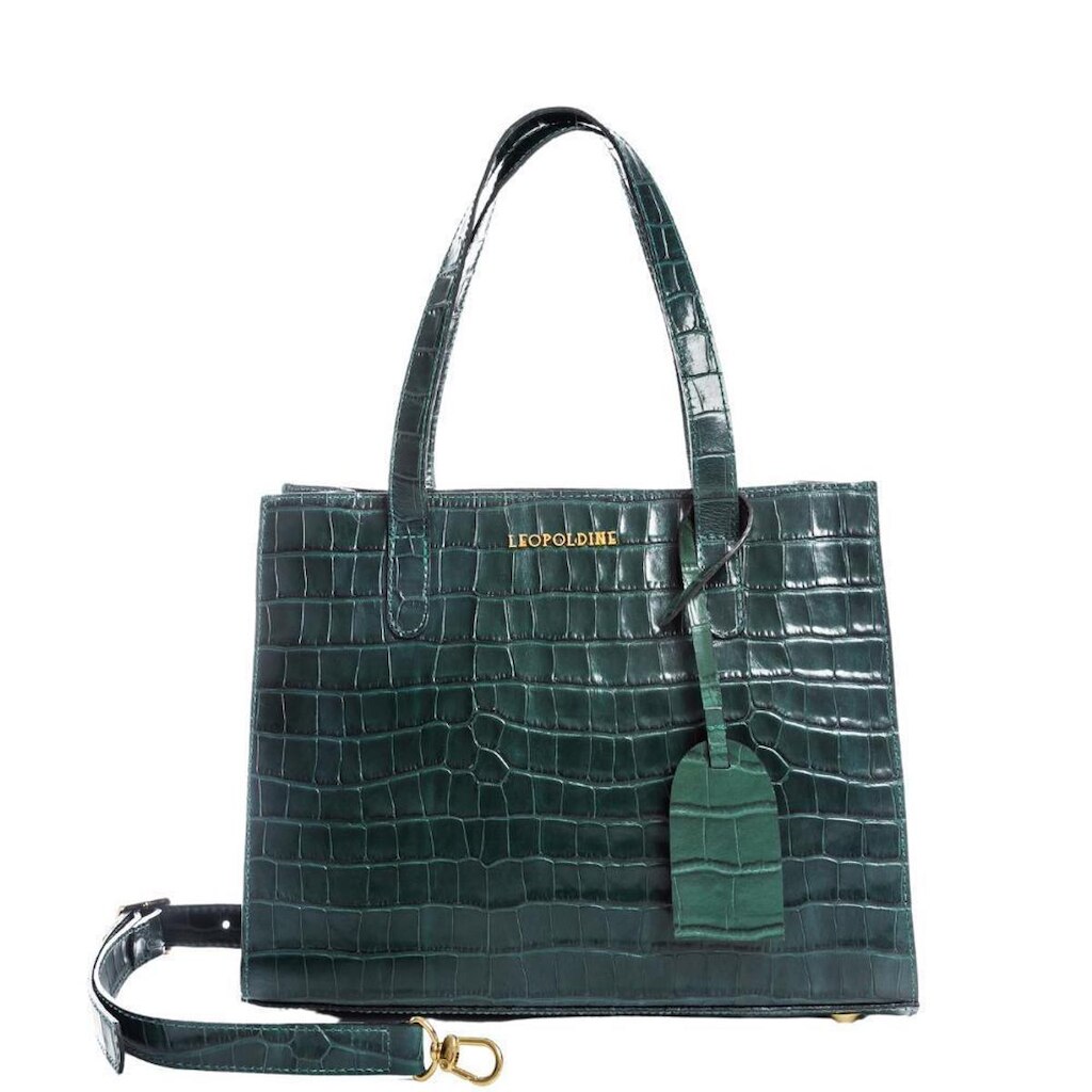 Bolsa Tote Croco Verde em Couro Legítimo com Alça Removível Leopoldine
