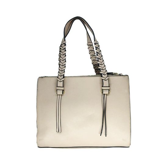 Bolsa Tote Shopper Feminina Zíper Alça Fixa Casual Dia a Dia - Nude