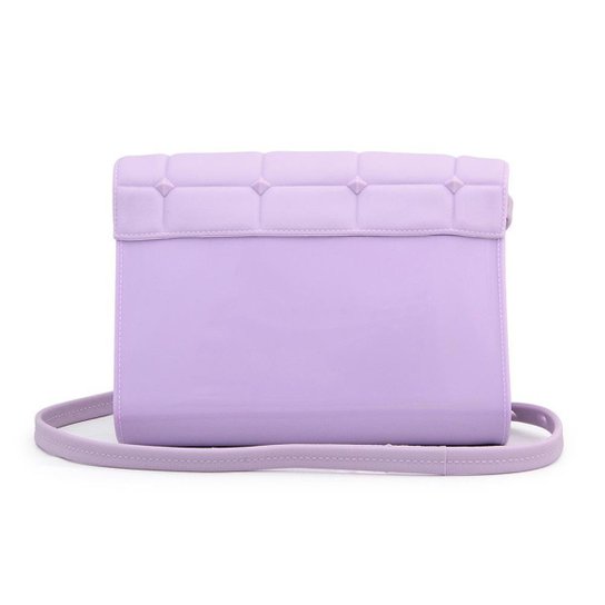 Bolsa Transversal Feminina Pequena Detalhe Matelasse Quadrado com Aplicações