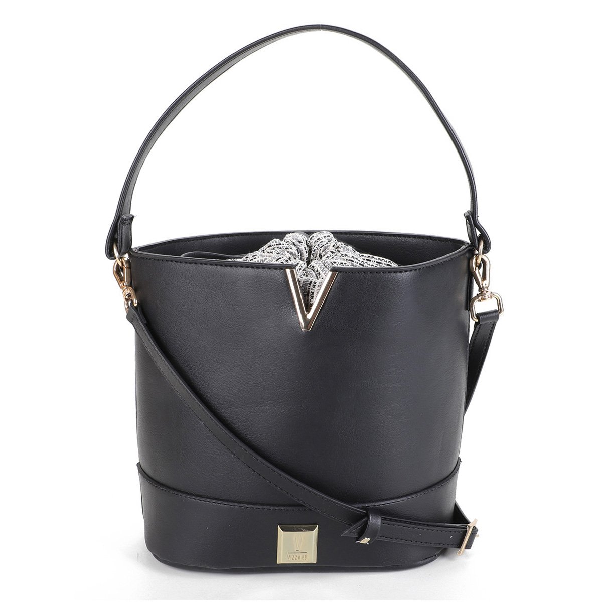 Bolsa Vizzano Bucket Transversal Feminina - Preto Menor preço em Bolsa Vizzano Bucket Transversal Feminina - Preto