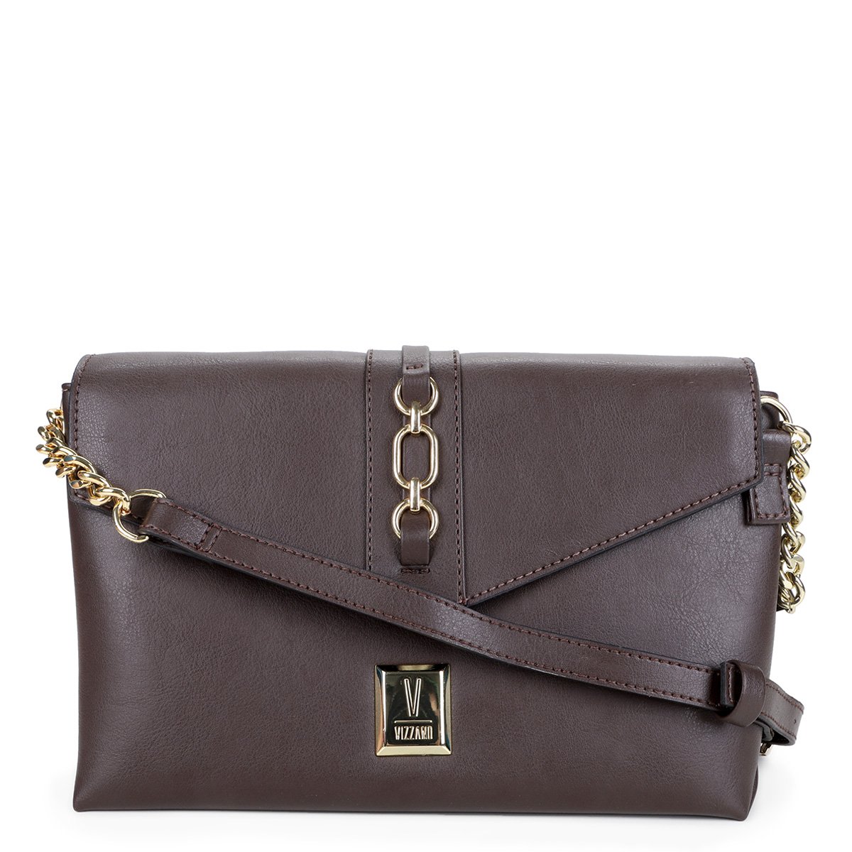 Bolsa Vizzano Envelope Corrente Feminina - Café Menor preço em Bolsa Vizzano Envelope Corrente Feminina - Café
