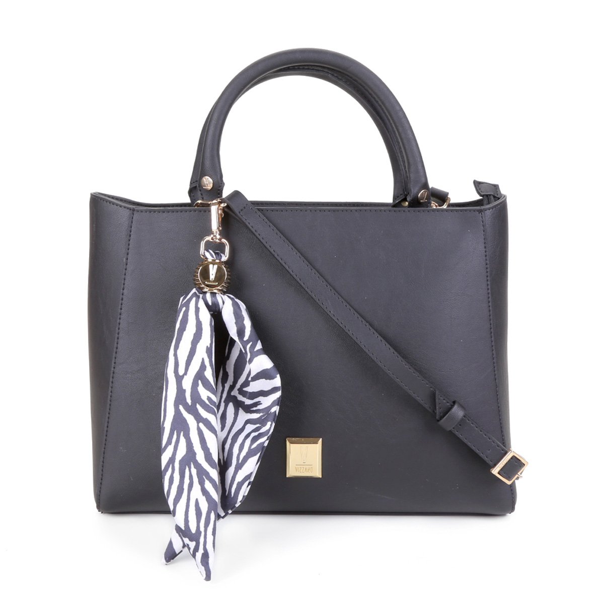 Bolsa Vizzano Tote Lenço Feminina - Preto Menor preço em Bolsa Vizzano Tote Lenço Feminina - Preto