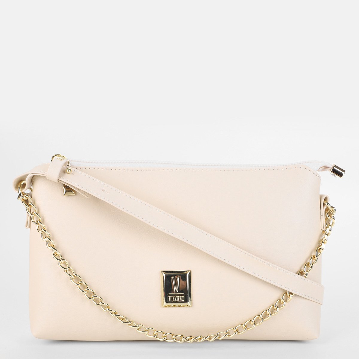 Bolsa Vizzano Transversal Corrente Feminina - Bege Menor preço em Bolsa Vizzano Transversal Corrente Feminina - Bege