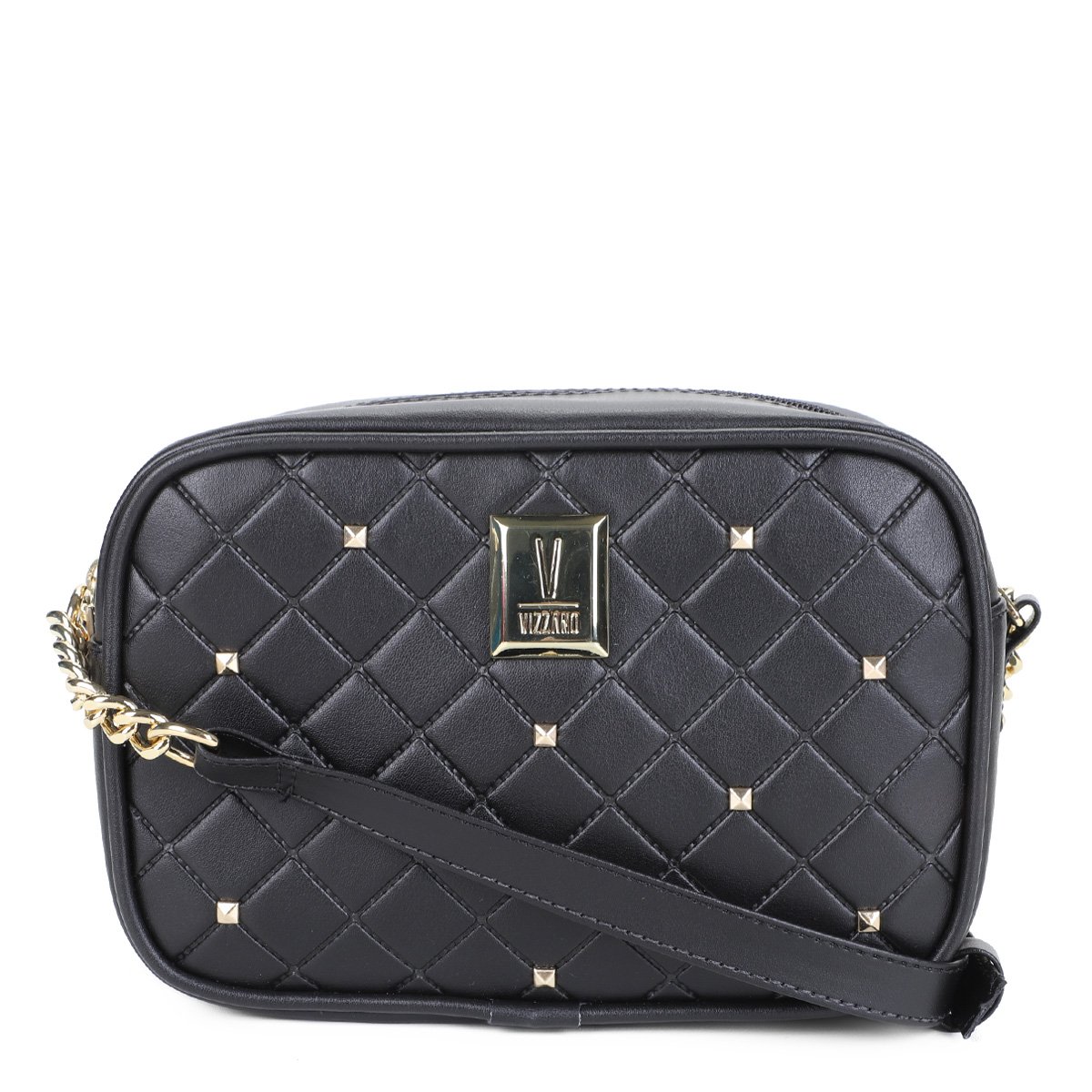 Bolsa Vizzano Transversal Matelassê Tachas Feminina - Preto Menor preço em Bolsa Vizzano Transversal Matelassê Tachas Feminina - Preto