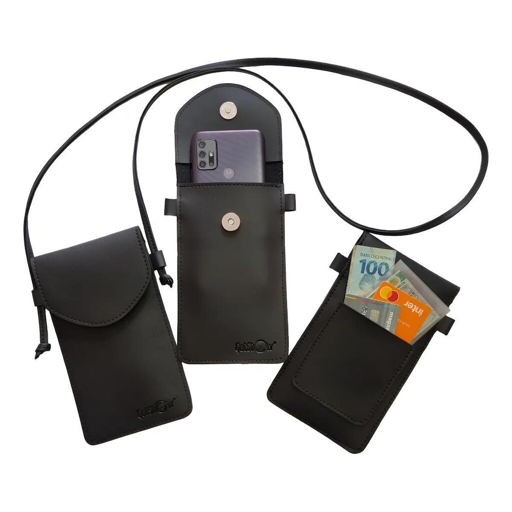Bolsinha Pequena Para Telefone Com Bolso Externo Para Cartao Cnh com Alça Transversal