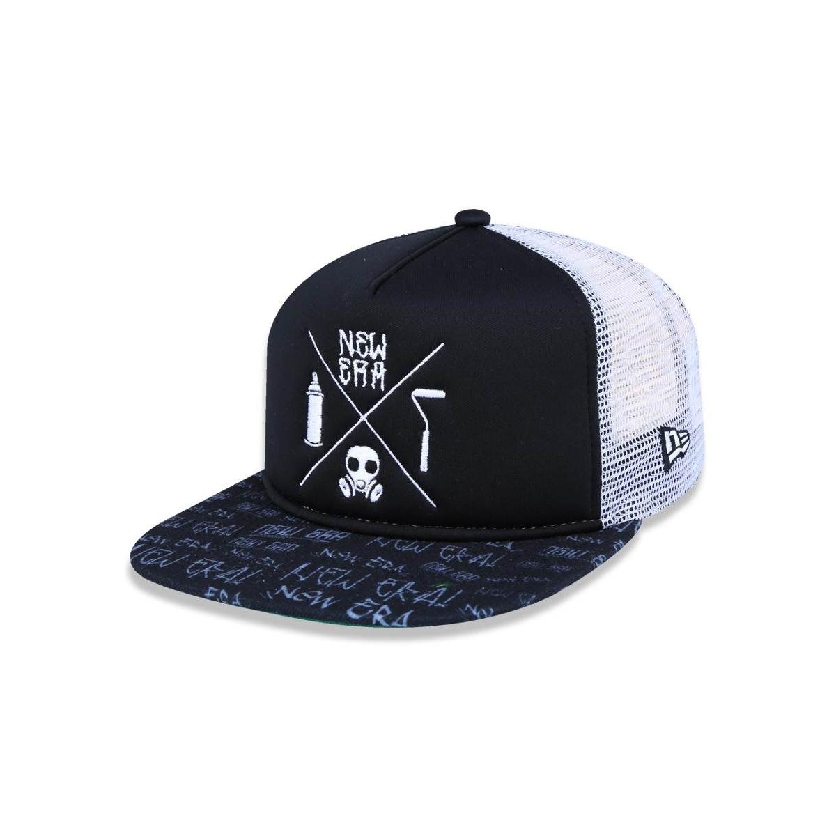 Boné 950 Original Fit Branded Aba Reta Snapback New Era - Preto+Branco |  Zattini
