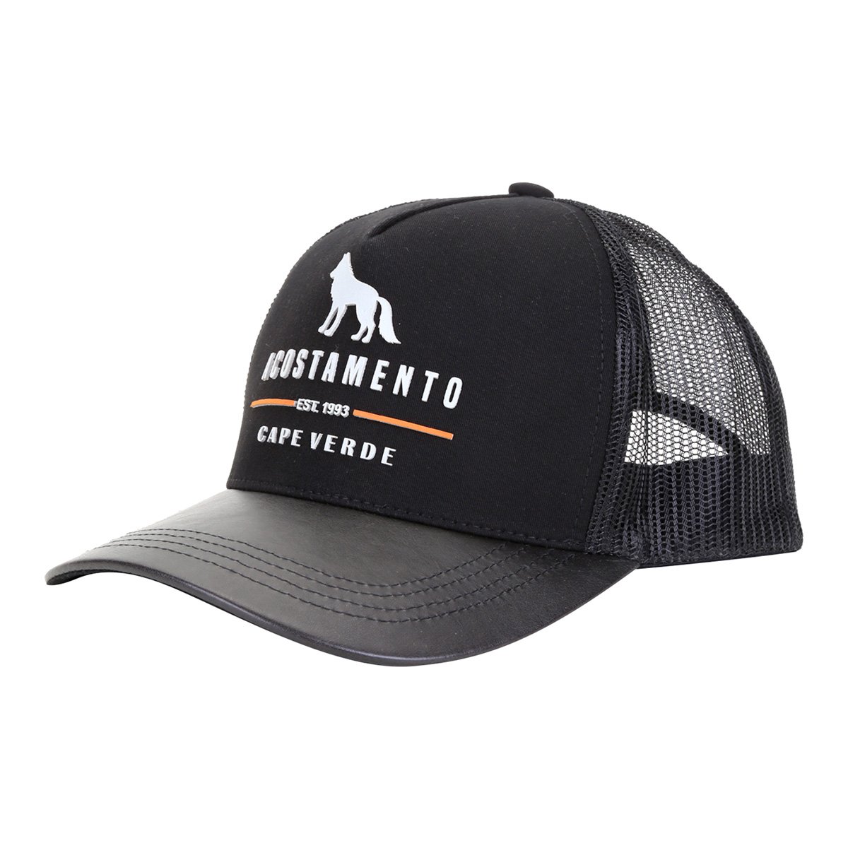 Boné Acostamento Aba Curva Sarja Estruturado Cape Verde Masculino - Preto+Cinza Menor preço em Boné Acostamento Aba Curva Sarja Estruturado Cape Verde Masculino - Preto+Cinza