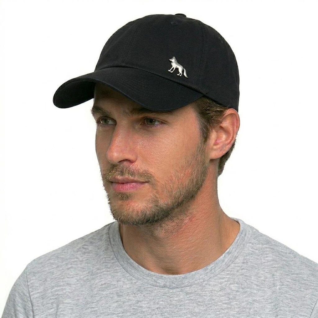 Boné Acostamento Dad Hat Aba Curva Algodão Lobo Metal