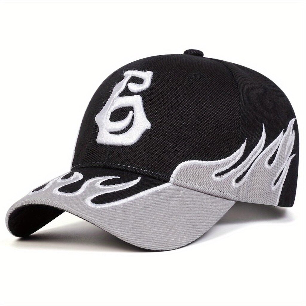 Boné de Baseball Bordado com Chama Número 6 para Homem