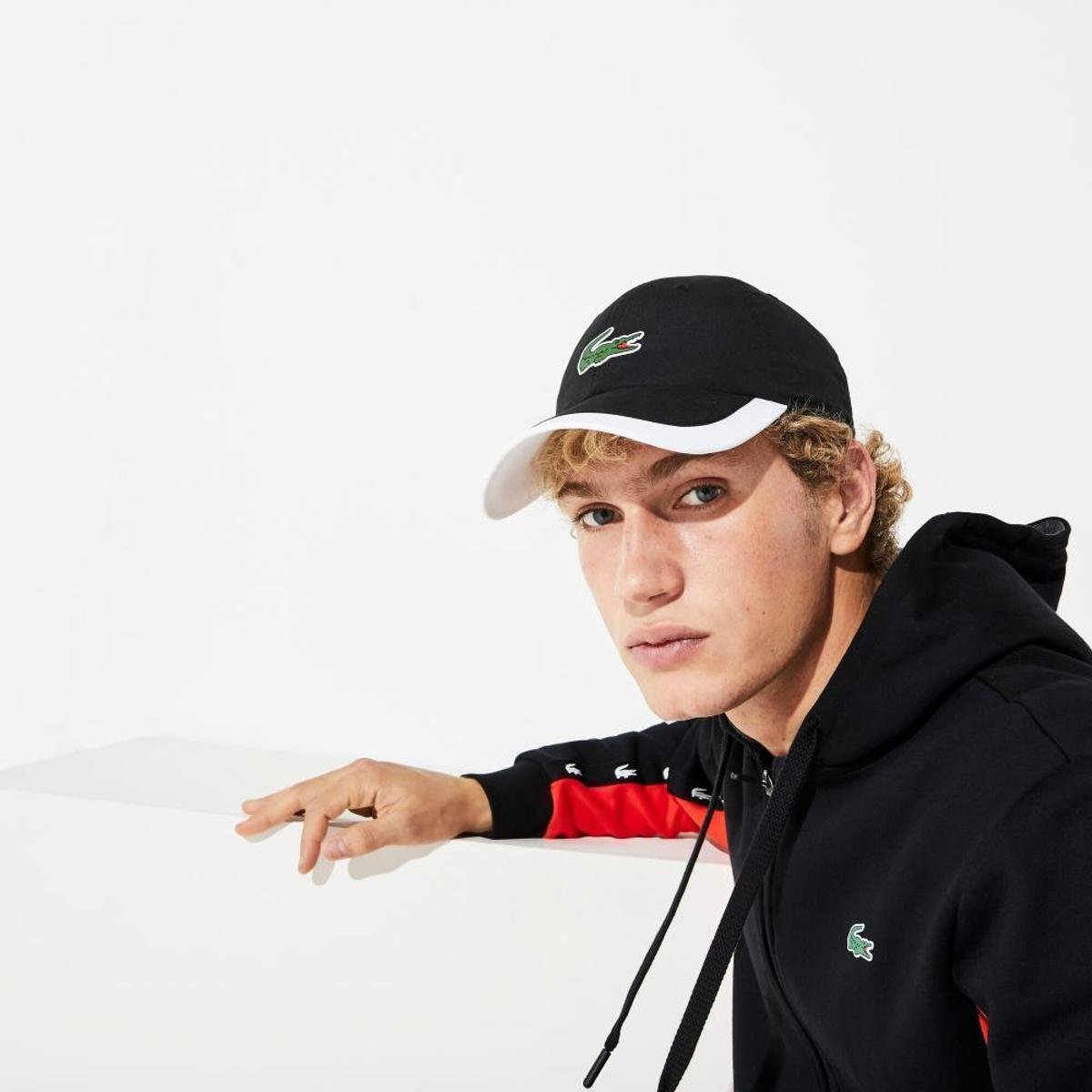 Boné masculino Lacoste SPORT com borda contrastante - Preto+Branco | Zattini